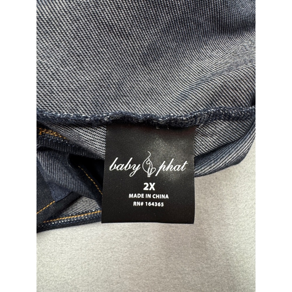 Baby Phat Denim Bodysuit 2X Rhinestone Logo Thong Snap Crotch NWT Y2K Baddie - Picture 8 of 15